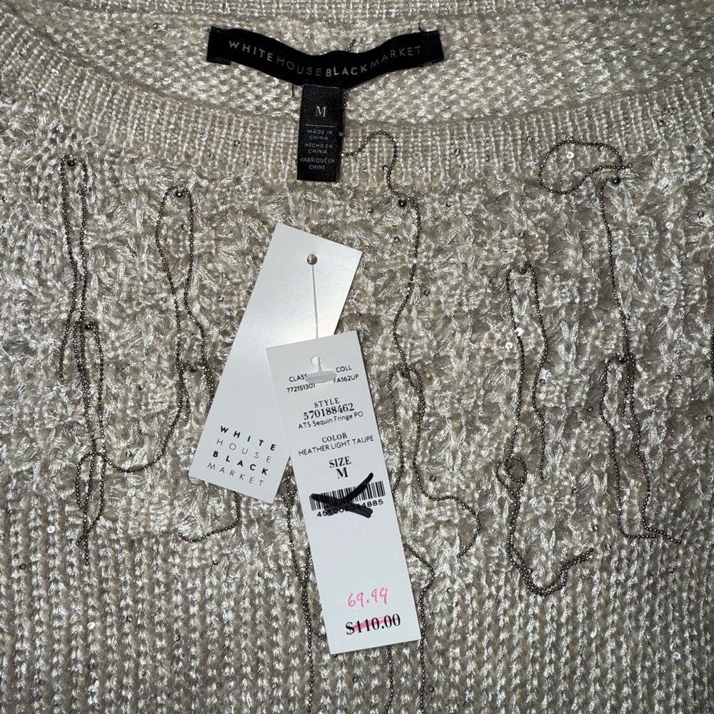 White House Black Market Women's Beige Knit Sweater